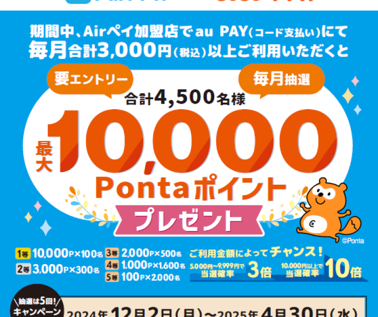 auPAY抽選で10,000Pontaポイントが当たるキャンペーン開催 | be done｜ビ・ダーン｜ 東京市保 の美容室